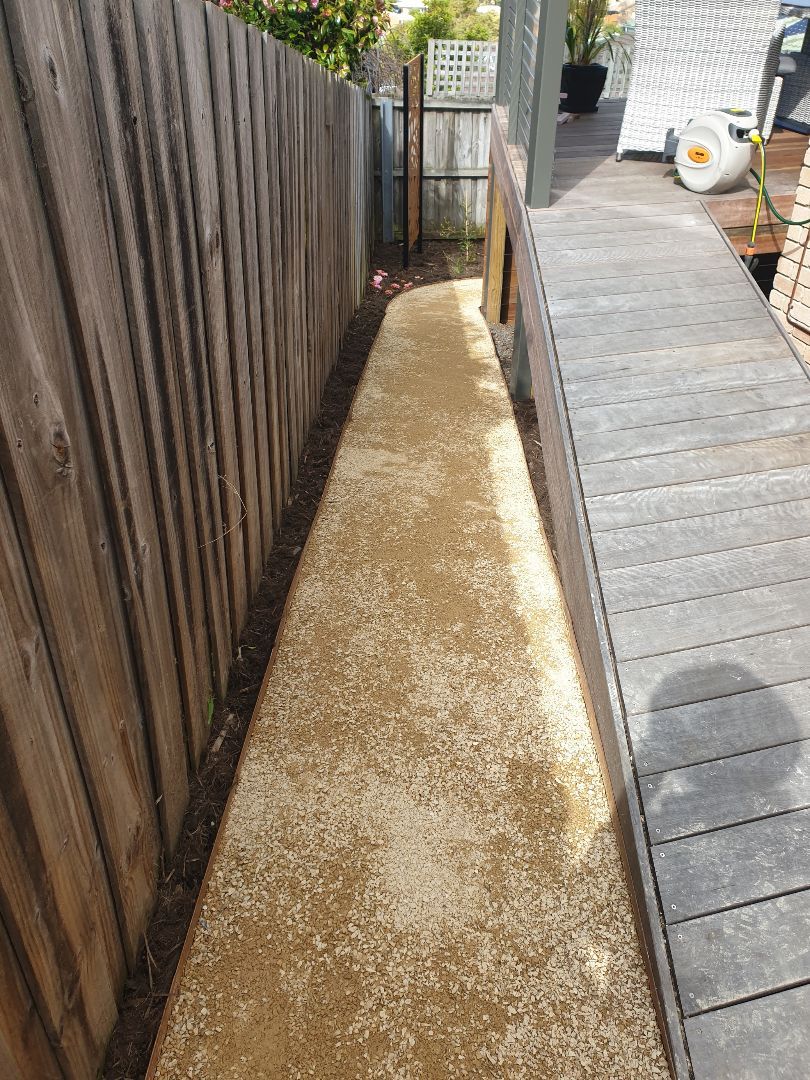 Paling fence, side path, built by B.W. Contracting